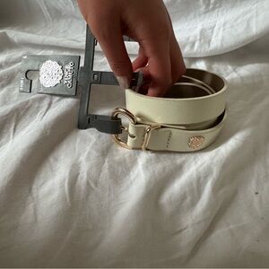 Vince Camuto Cream Belt with Gold Accents
